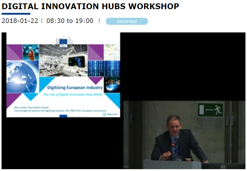 Digital Innovation Hubs 1° incontro del Gruppo di lavoro 22 gennaio 2018